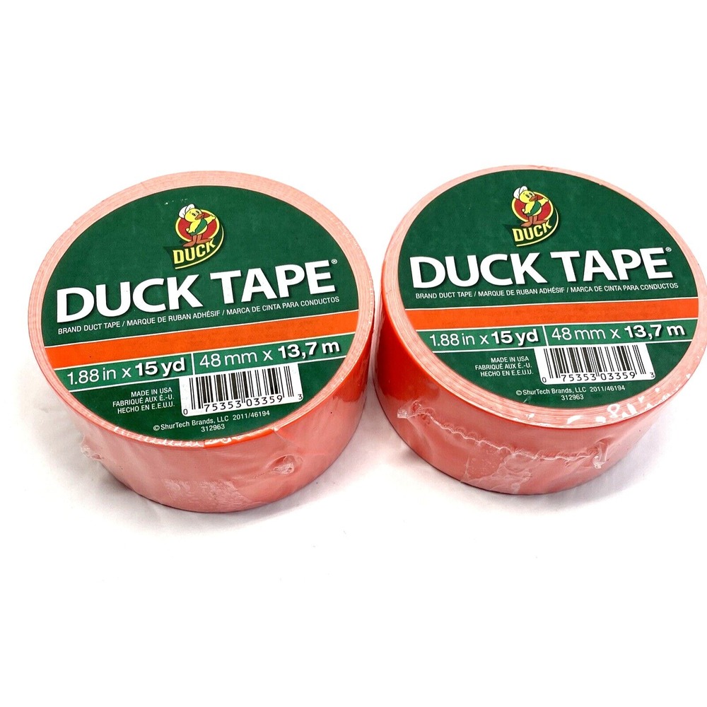 Neon Safety Orange Duck Duct Tape ShurTech 312963 15 yd x 1.88 in Lot of 2